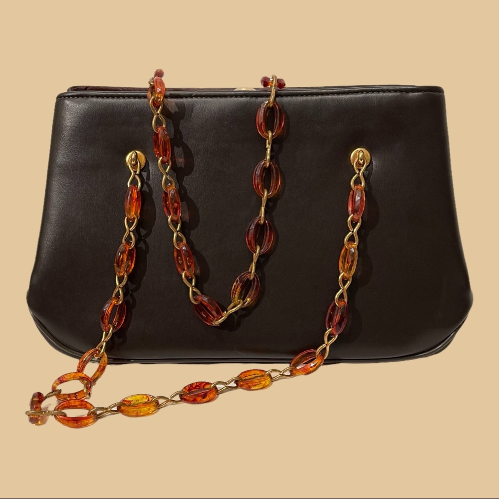 Vintage Garay 1960’s Brown Purse with Lucite Chain Handle